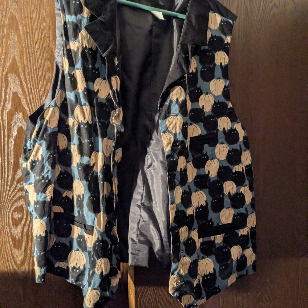 Custom Made Cat And Pumpkin Patterned Vest